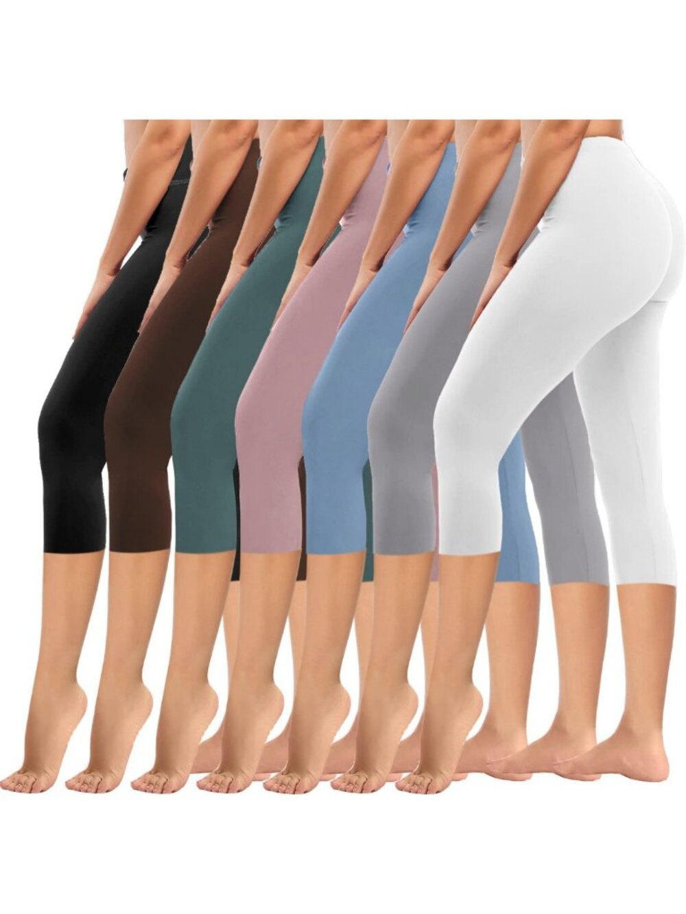 7 Pack High Waisted Leggings for Women - Tummy Control, Soft Yoga & Workout